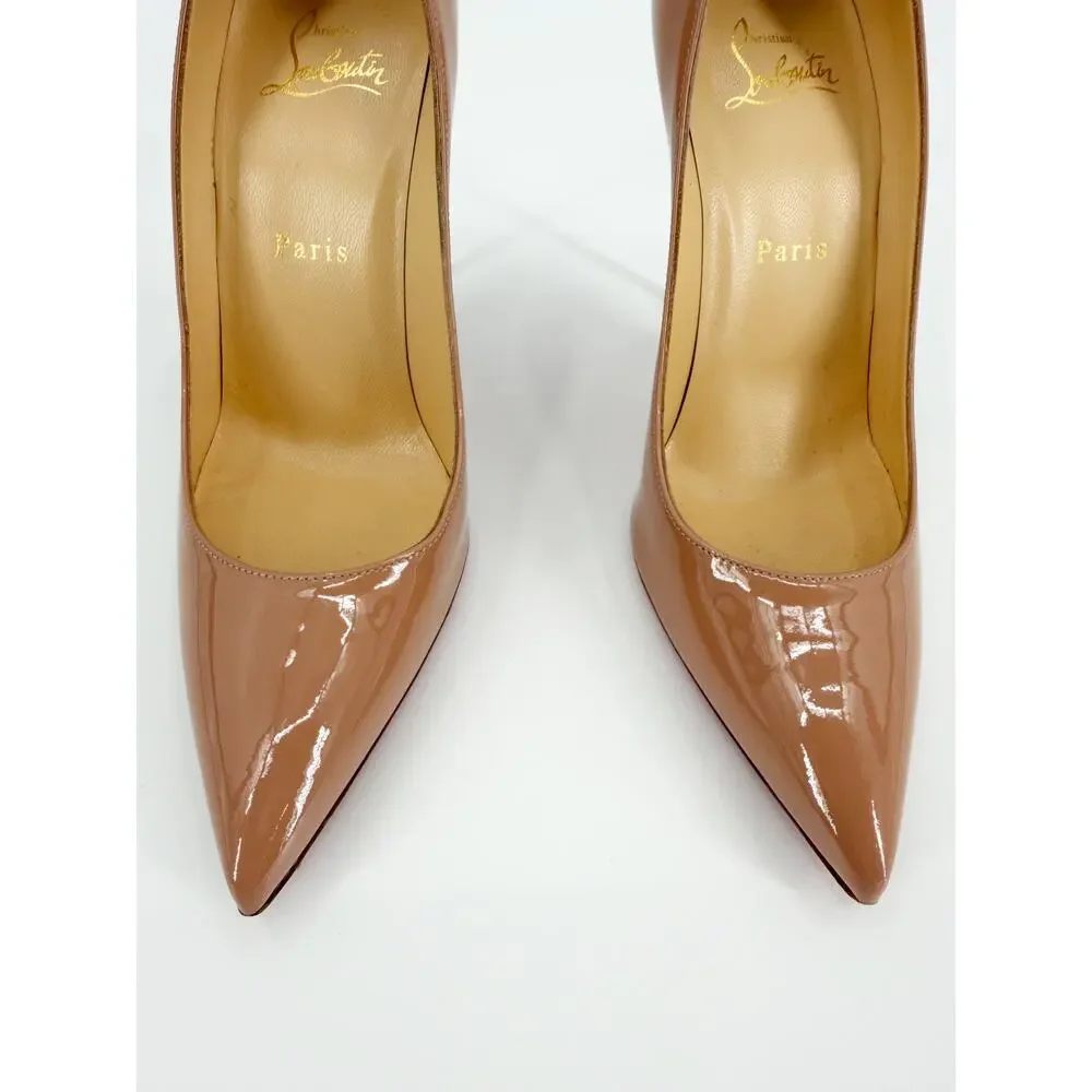Christian Louboutin So Kate 120 Beige Nude Patent Leather Pumps Size 37 EU Heel